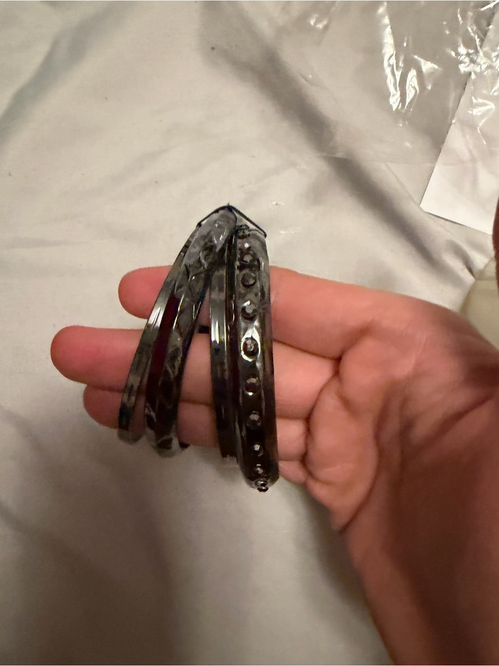 paparazzi Black Multi-Bangle Bracelet Set with Faceted Accents